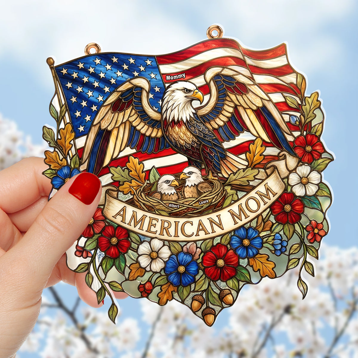 American Eagle Mom Suncatcher Ornament - Personalized Gifts For Mother 01paqn020326-Homacus