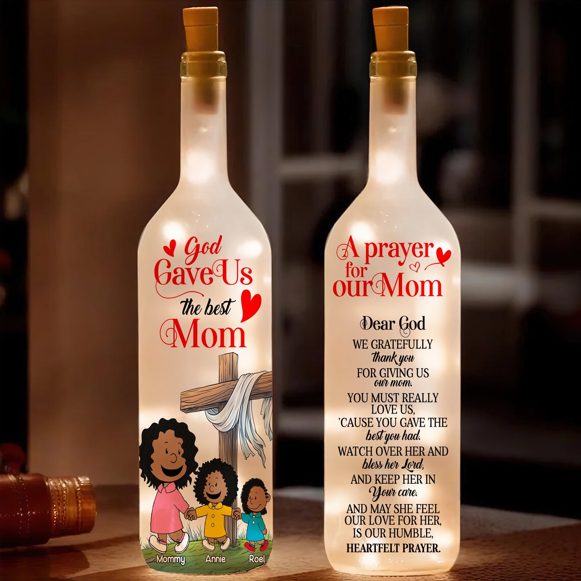 Personalized Bottle Lamp For Christian Mom, God Gave Us The Best Mom 01TGLU210225DA-Homacus