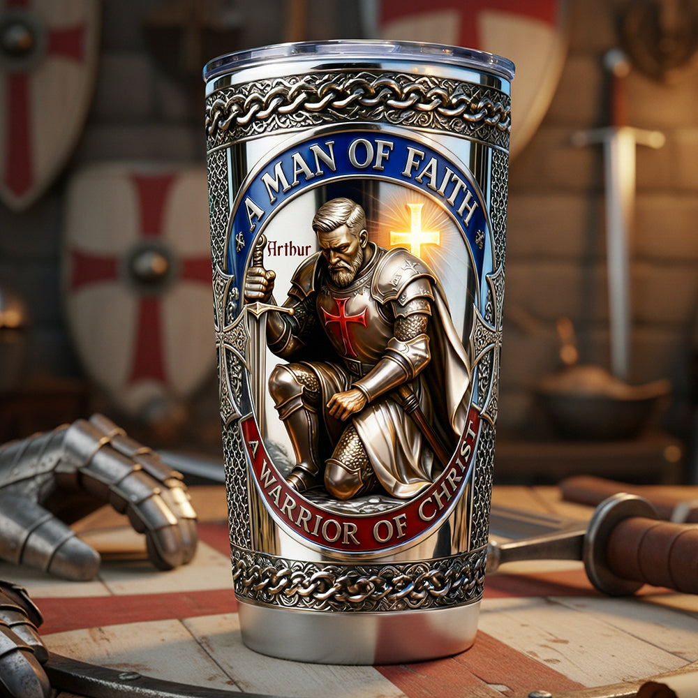 Kneeling Templar Knight Tumbler, Personalized Gifts For Christians 01qhta200126-Homacus