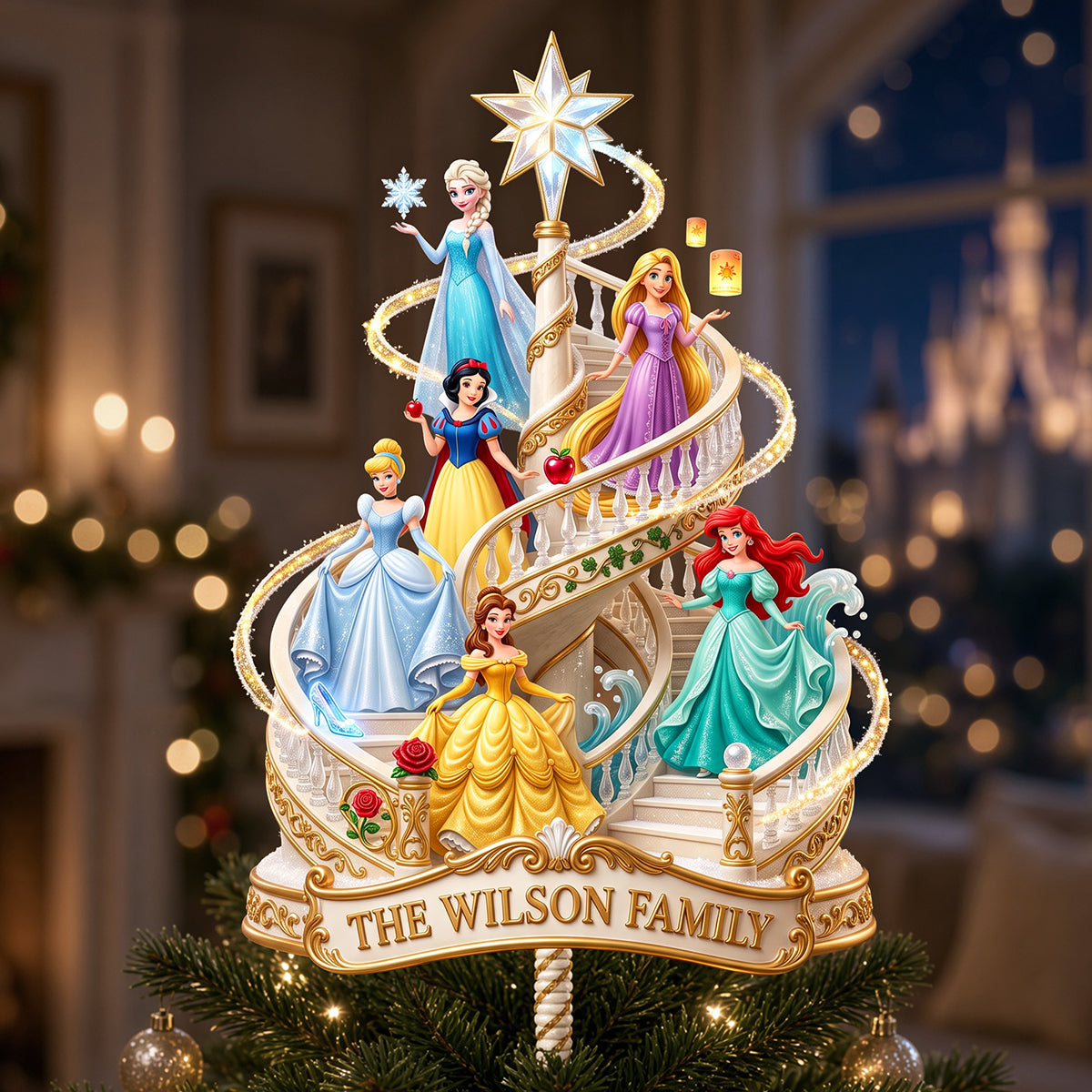 A Stairway Of Princesses Tree Topper - Personalized Gift For Christmas 07TYTA201026-Homacus