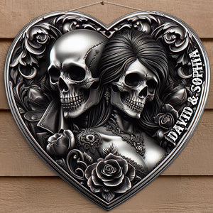 Personalized Gifts For Couple Metal Sign Skull Couple 01OHDT171224-Homacus