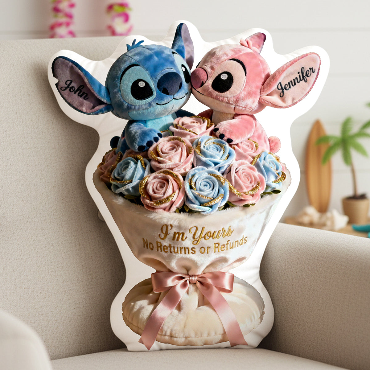 Flower Bouquet Custom Shape Pillow - Personalized Gifts For Couples 03tgta020226-Homacus