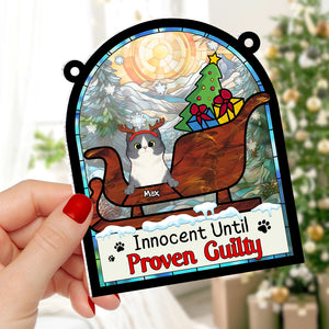 Personalized Gifts For Cat Lover Suncatcher Ornament 041hutn190724 Naughty Cat Christmas-Homacus