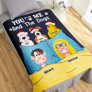 Personalized Gifts For Movie Lover Blanket Couple and Dogs 04XQLU101224PA-Homacus