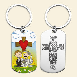 Personalized Gifts For Couple Stainless Steel Engraved Keychain Wedding 01XQMH100125DA-Homacus