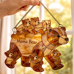 Mama Bear Suncatcher - Personalized Gifts For Mother's Day Suncatcher Ornament 03HUDT090426-Homacus