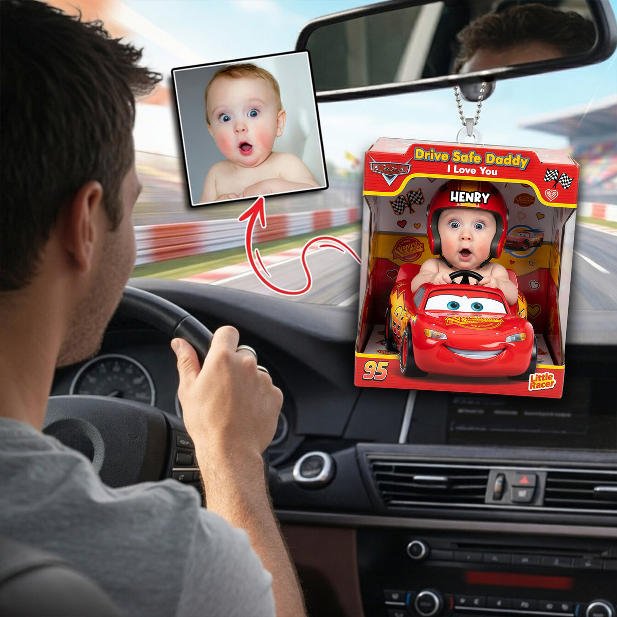 Drive Safe Daddy Car Ornament - Custom Photo Gifts For Dads 02nalu040526-Homacus