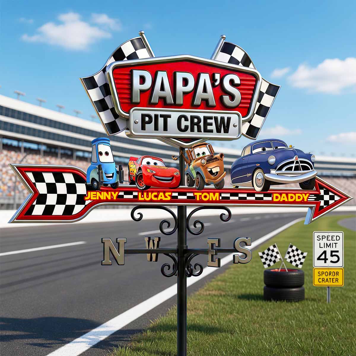 Papa’s Racing Metal Weather Vane - Personalized Gifts For Dad 05padt150526-Homacus