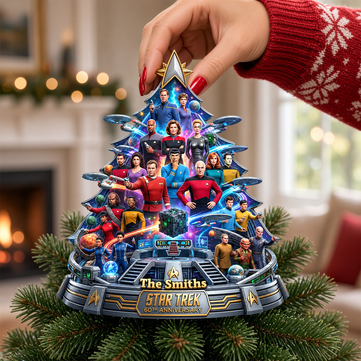 Sci-Fi Space Acrylic Christmas Tree Topper - Personalized 60th Anniversary Gifts 01OHDH090926