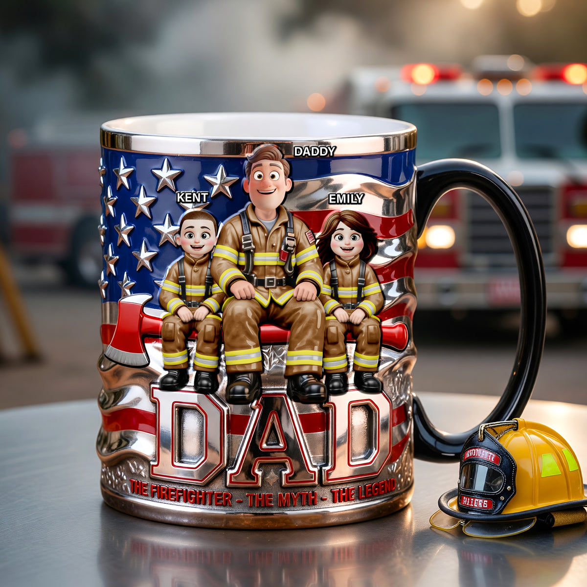 Proud American Firefighter Dad Magic Mug, Personalized Gifts For Firefighter Dads 01QHQN230526-Homacus