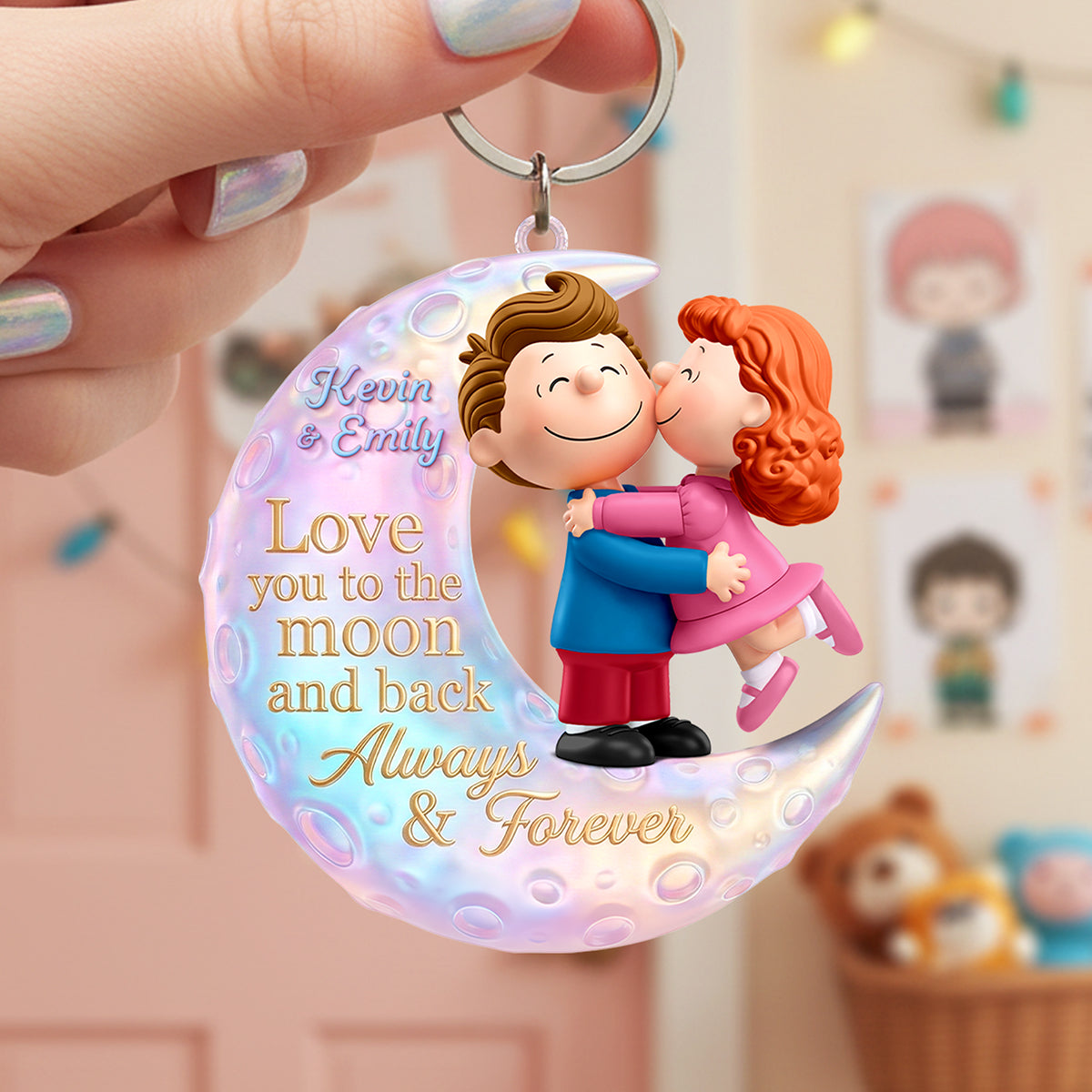 Love You To The Moon And Back Keychain - Personalized Gifts For Couple 01huta290126-Homacus