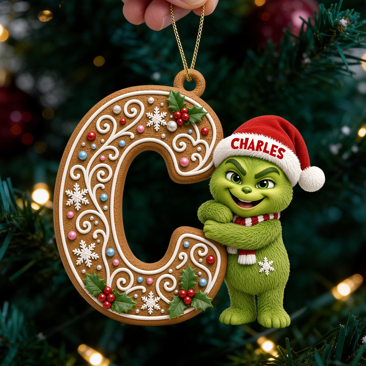 Whimsical Character Initial Alphabet Ornament - Personalized Gift  For Christmas 04HUDT100926