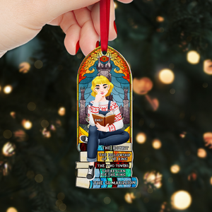 Personalized Christmas Gifts For Book Lovers Ornament 03hupu160924pa A Girl Sitting On Stack Of Books Reading-Homacus