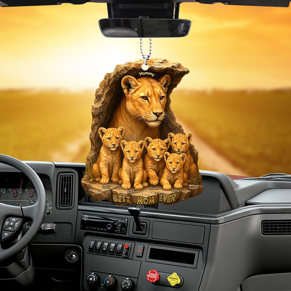 Personalized Gifts For Mom Car Ornament 04xqqn050425 Lion Mom & Little Cubs-Homacus