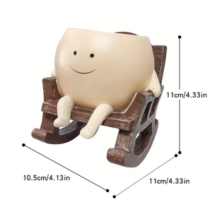 Smiling Face Rocking Chair Resin Planter – Decorative Pot For Indoor & Outdoor 07acxx161224-Homacus