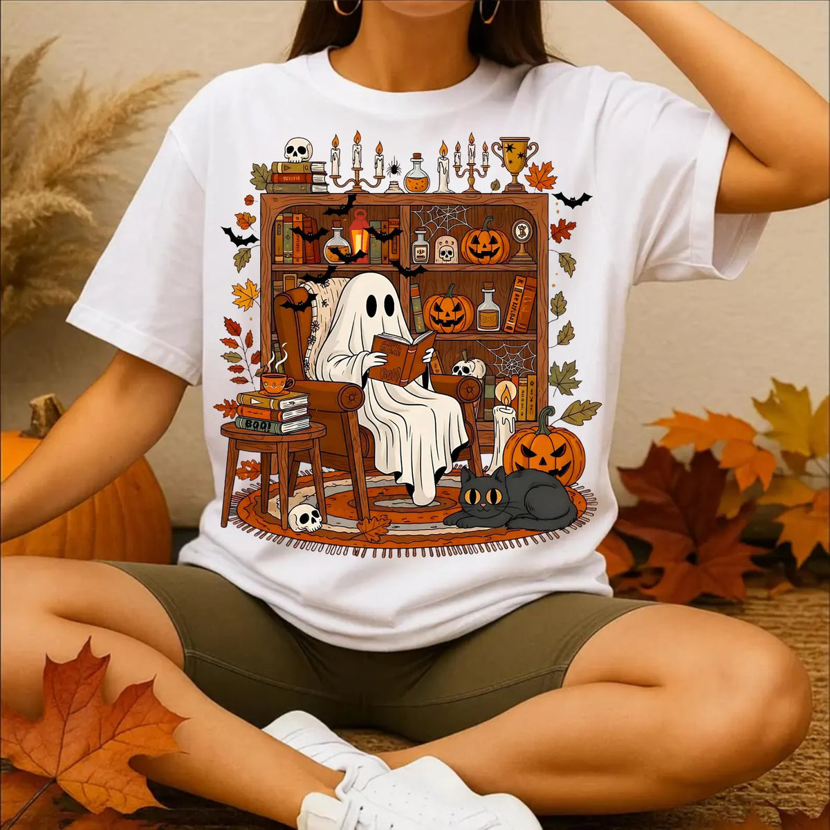 Ghost In Library Reading Shirt - Halloween Gift For Book Lovers 104laxx180725-Homacus