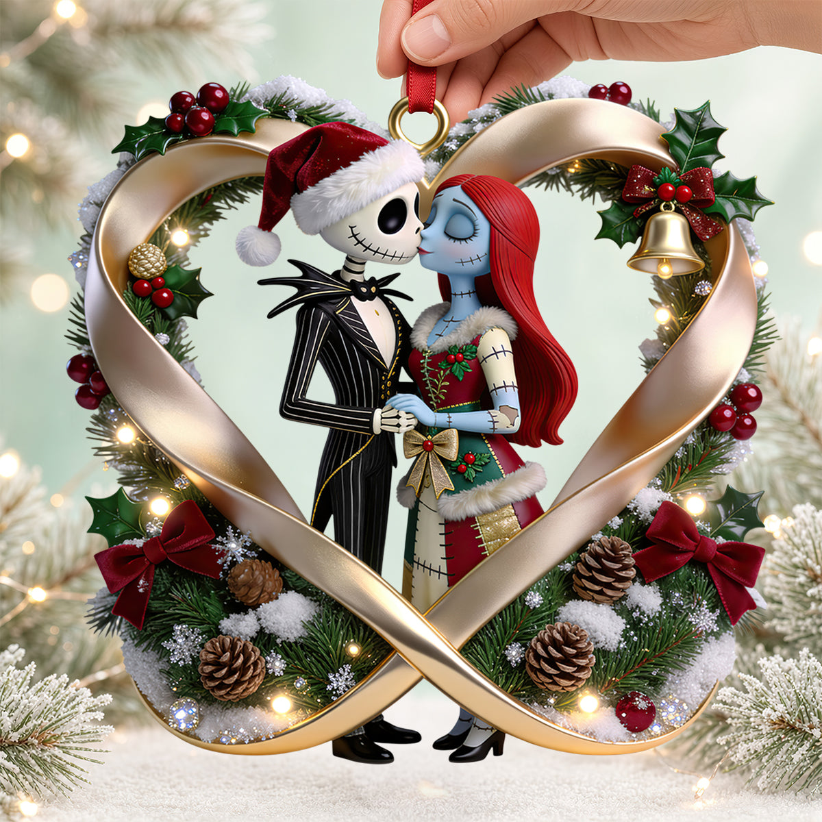 Kissing Spooky Couple Christmas Ornament - Personalized Gifts For Couple 06pgdt231026-Homacus