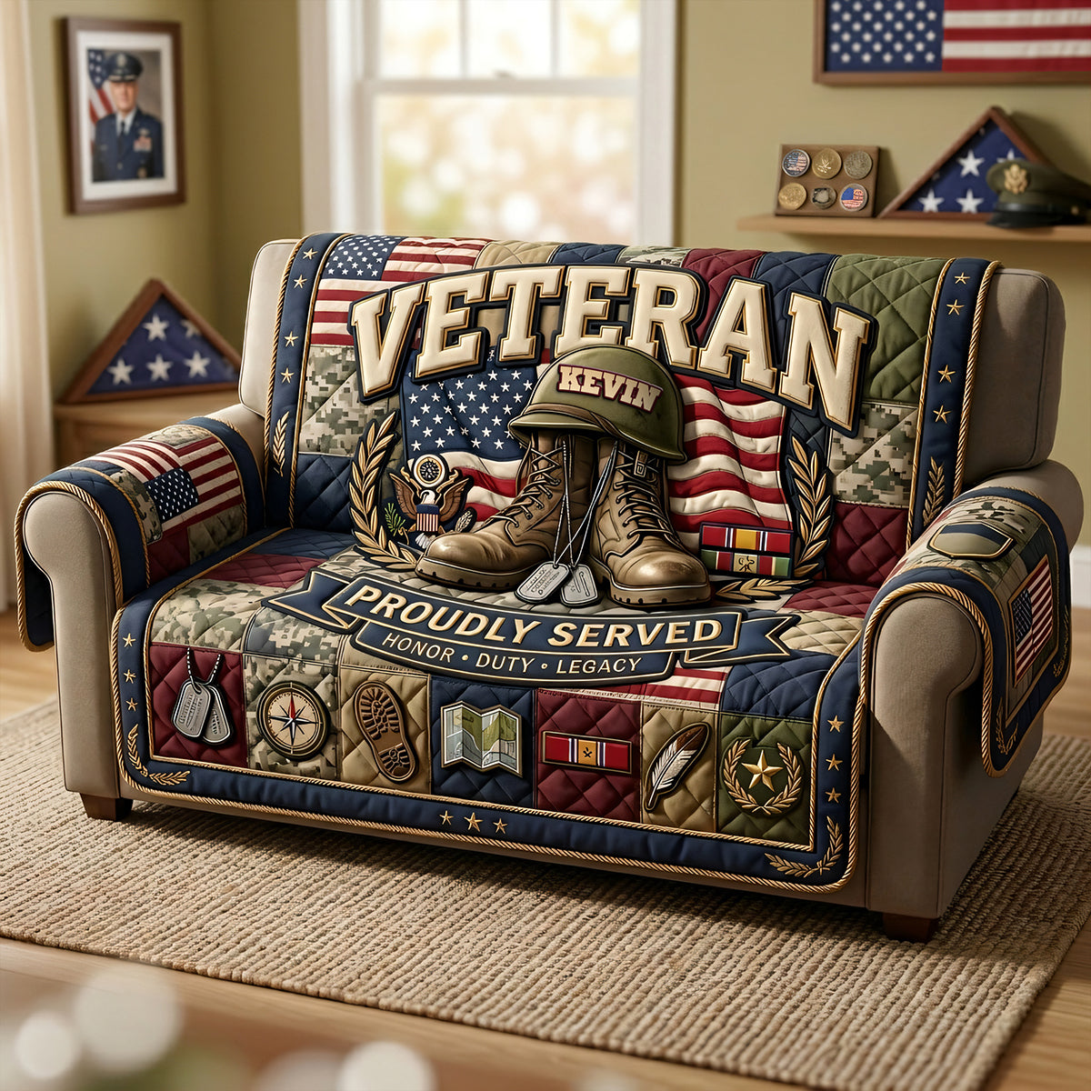Proud Veteran Quilted Sofa Cover - Personalized Gifts For Veterans 03TYTA200626-Homacus