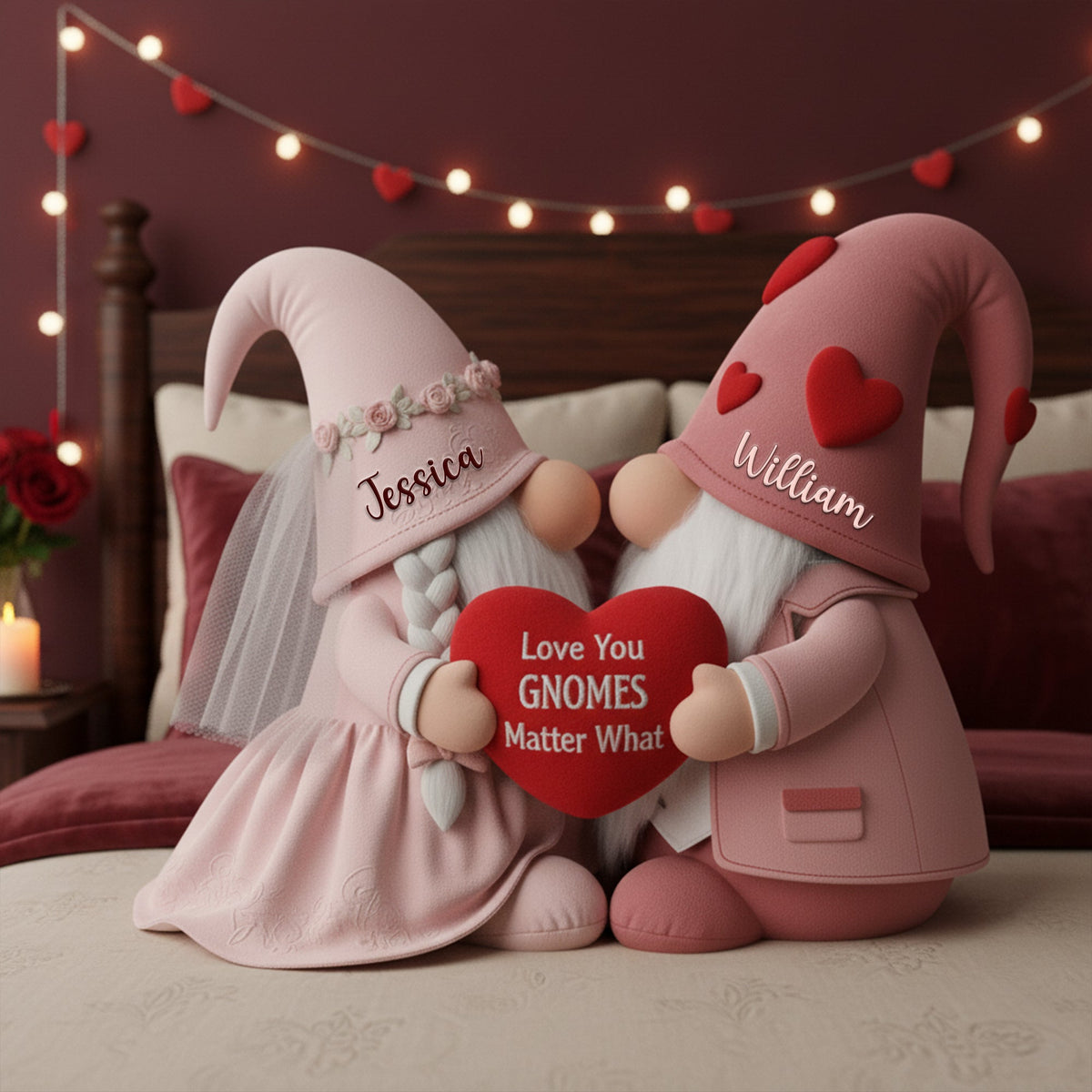 Sweet Gnome Romance Couples Pillow - Personalized Gifts For Couples 07HYLU261125-Homacus