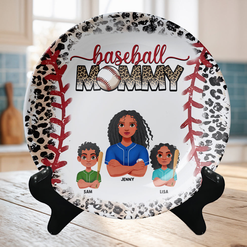 Personalized Gift For Mom Ceramic Round Plate Mother's Day Baseball Mom 02XQMH200325HG-Homacus