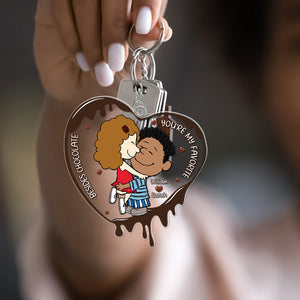 Personalized Gift For Couples Acrylic Keychain Beside Chocolate You're My Favorite 01KAQN061224HG-Homacus