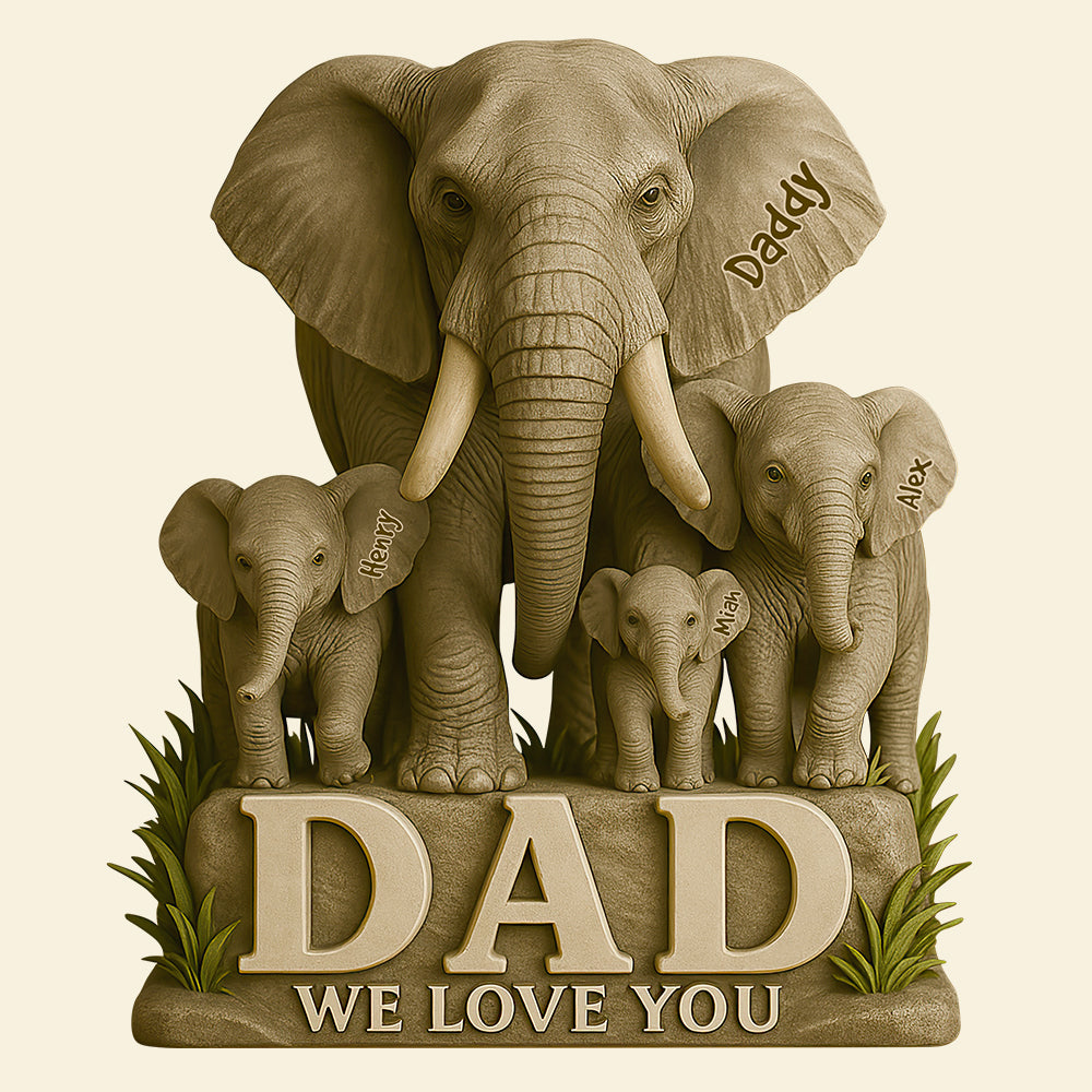 Elephant Dad We Love You Acrylic Plaque Personalized Gifts For Dad 02HUDT150525-Homacus