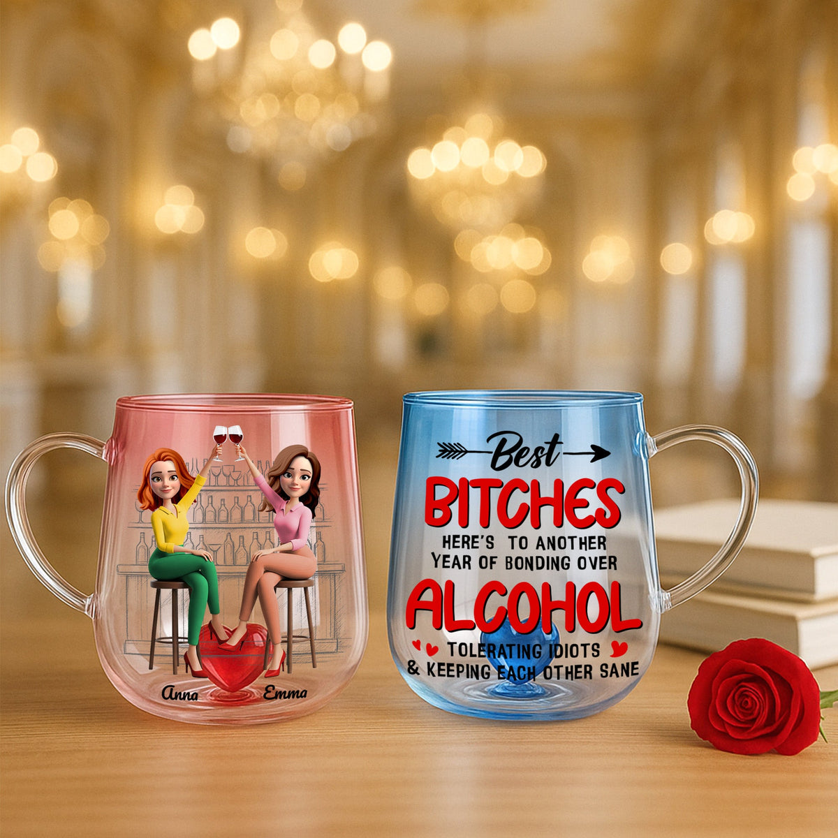 Partner In Wine Personalized Christmas Gifts For Drinking Buddies 3D Heart Glass Mug 02natn230725-Homacus
