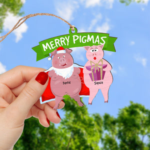 Personalized Gifts For Couple Wood Ornament 02ohqn021024 Funny Pig Couple-Homacus