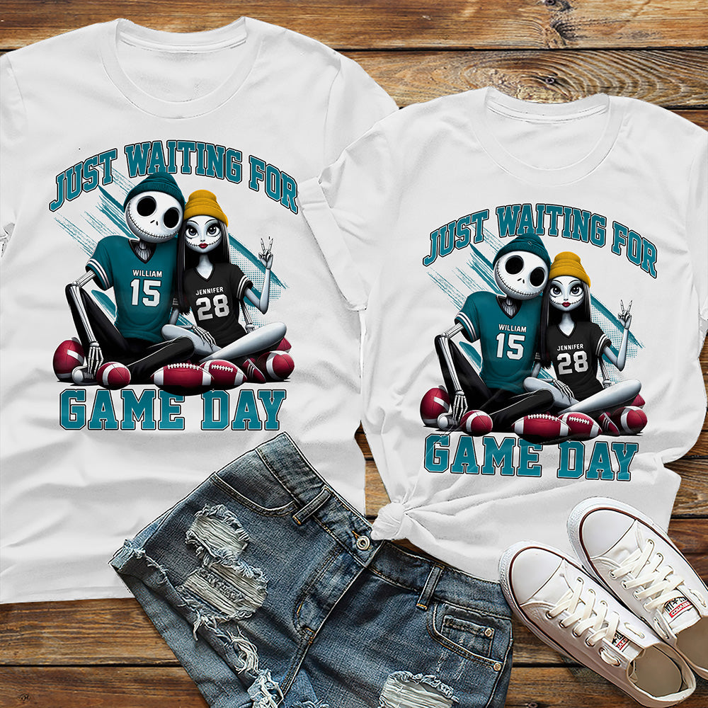 Football Game Day Shirts - Matching Skeleton Couple Divided - Custom Team Logo Gifts For Football Lovers-Homacus