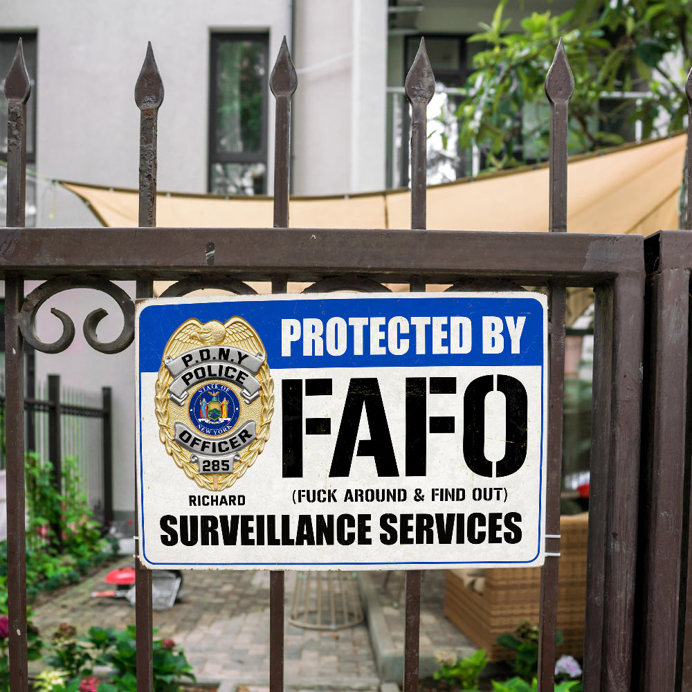 Custom Badge Gifts For Police Metal Sign, FAFO Surveillance Service 02qhqn070824-Homacus