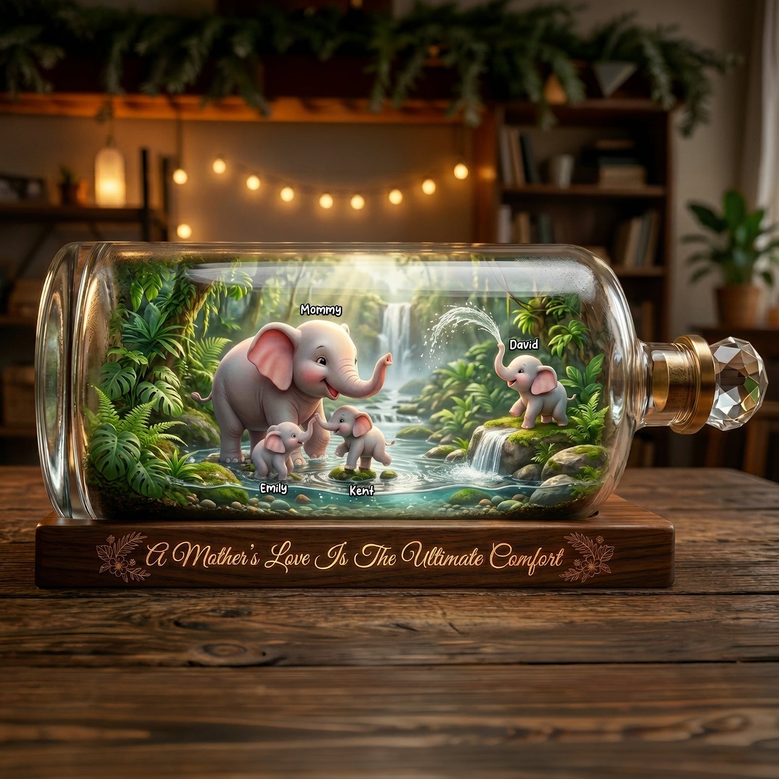 Elephant Family Love Acrylic Plaque - Personalized Mother's Day Gifts 03toqn180426-Homacus