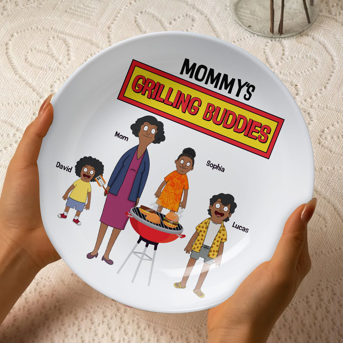 Personalized Gifts For Mom Ceramic Round Plate 04ohtn150325hg Mommy's Grilling Buddies-Homacus