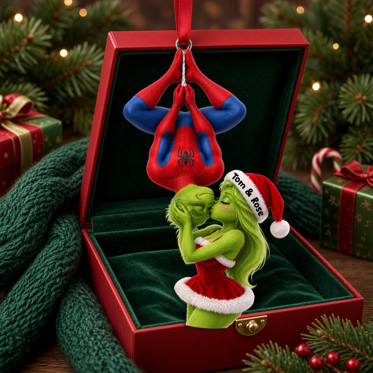 Mischievous Upside Down Kiss Couple Ornament - Personalized Christmas Gifts 05hulu231026-Homacus