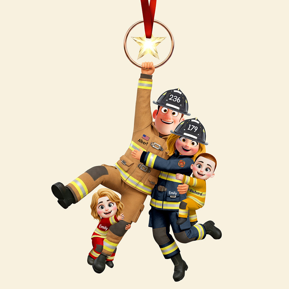 Fun Hanging Firefighter Family Ornament, Personalized Gifts For Family 04qhqn061025-Homacus