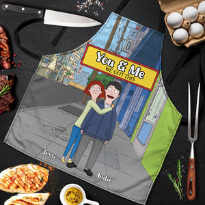 Personalized Gifts For Couple Apron Cartoon Lover 05XQLU251224HG-Homacus