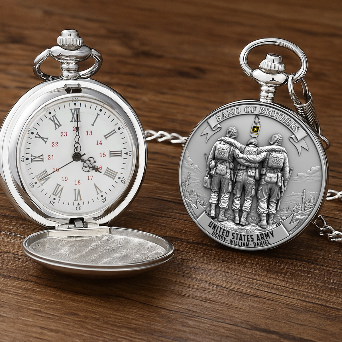 Brotherhood of Arms Pocket Watch - Personalized Gift For Veteran 01OHLU230625-Homacus