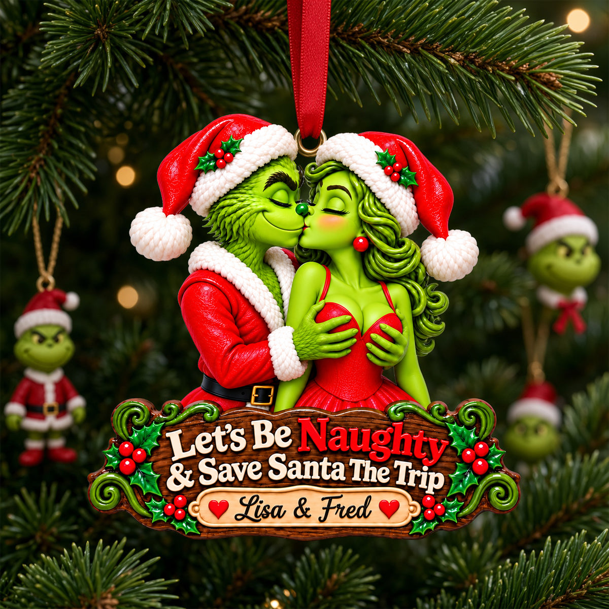 Mischievous Couple Christmas Ornament - Personalized Gifts For Couple 07tylu300926-Homacus