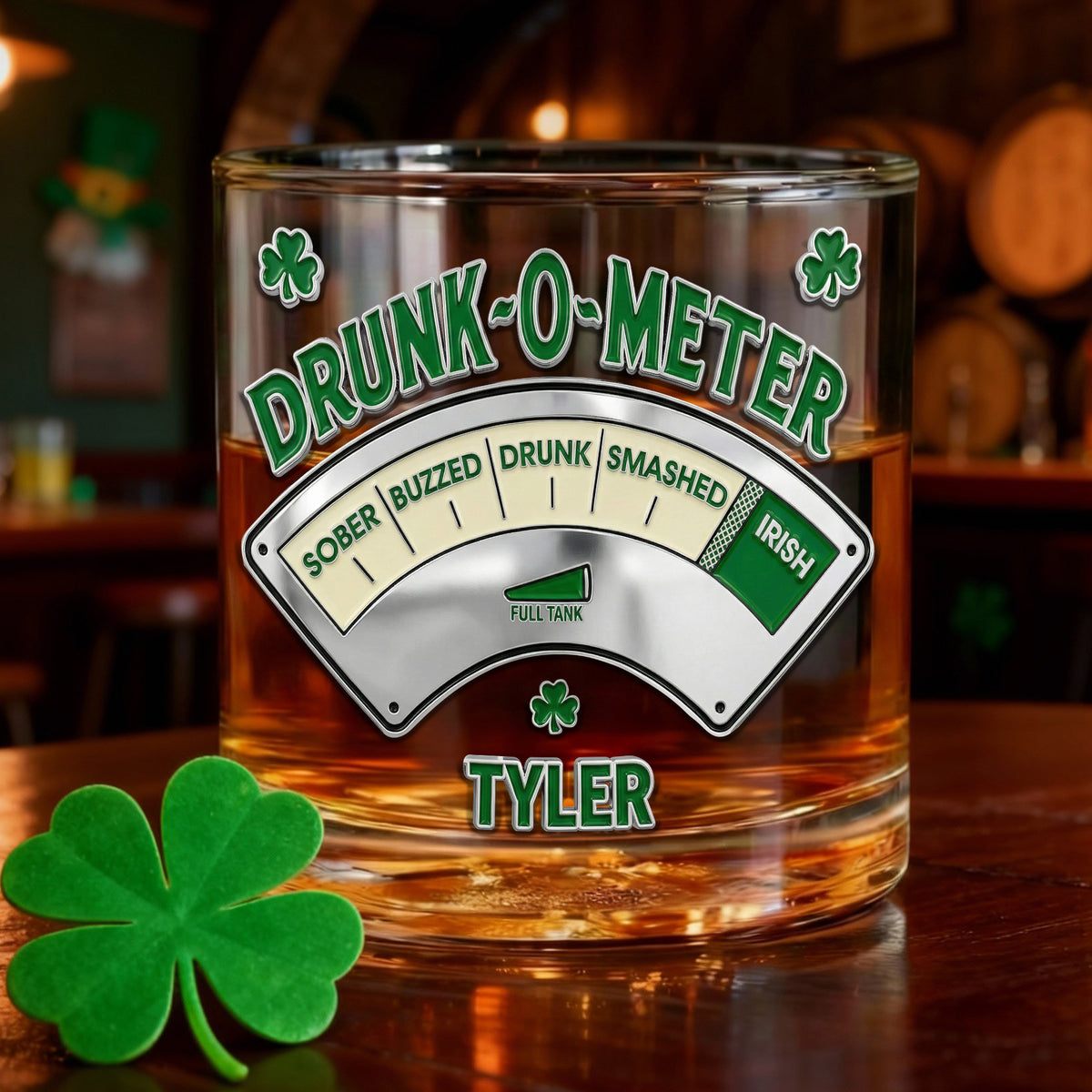 St Patrick's Day Drunk 11oz Round Glass - Personalized Gifts For St Patrick's Day 05HULU201225-Homacus