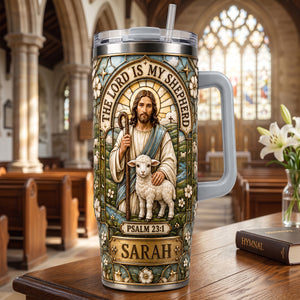The Lord Is My Shepherd Tumbler With Handle - Personalized Gifts For Christians 03hatn060726-Homacus