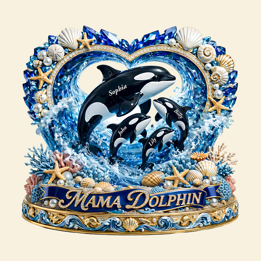 Mama Dolphin Acrylic Plaque - Personalized Gifts For Mother's Day 03tydt250326-Homacus