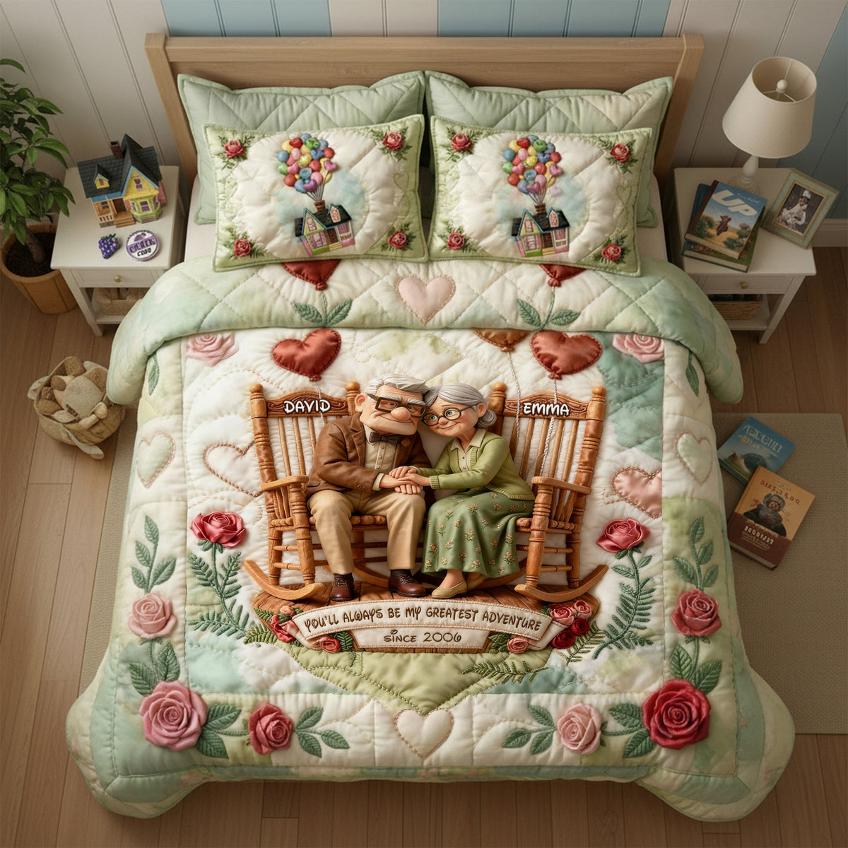 Happy Grow Old Couple Quilt Bed Set - Personalized Gifts For Couple 01QHLU281125-Homacus