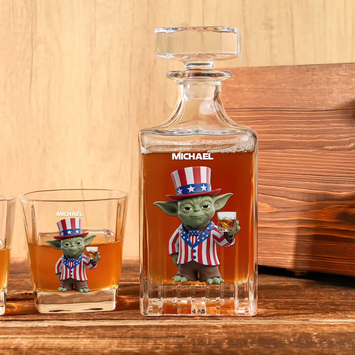 Independence Day Whiskey Decanter Set Personalized Gifts 05OHTN110625-Homacus