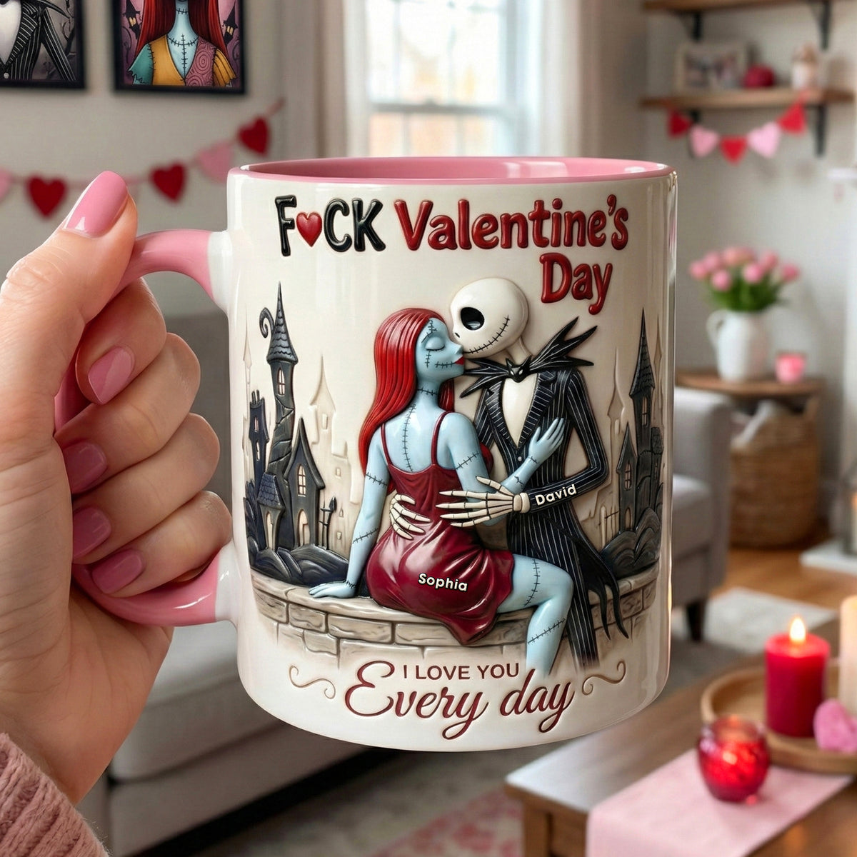 Naughty Skeleton Couple Coffee Accent Mug - Personalized Gift For Couples 05NAQN210126-Homacus