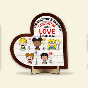 Personalized Gifts For Grandma, Mom Wood Sign 2 Layer Cartoon Kids 01XQMH180125HH-Homacus