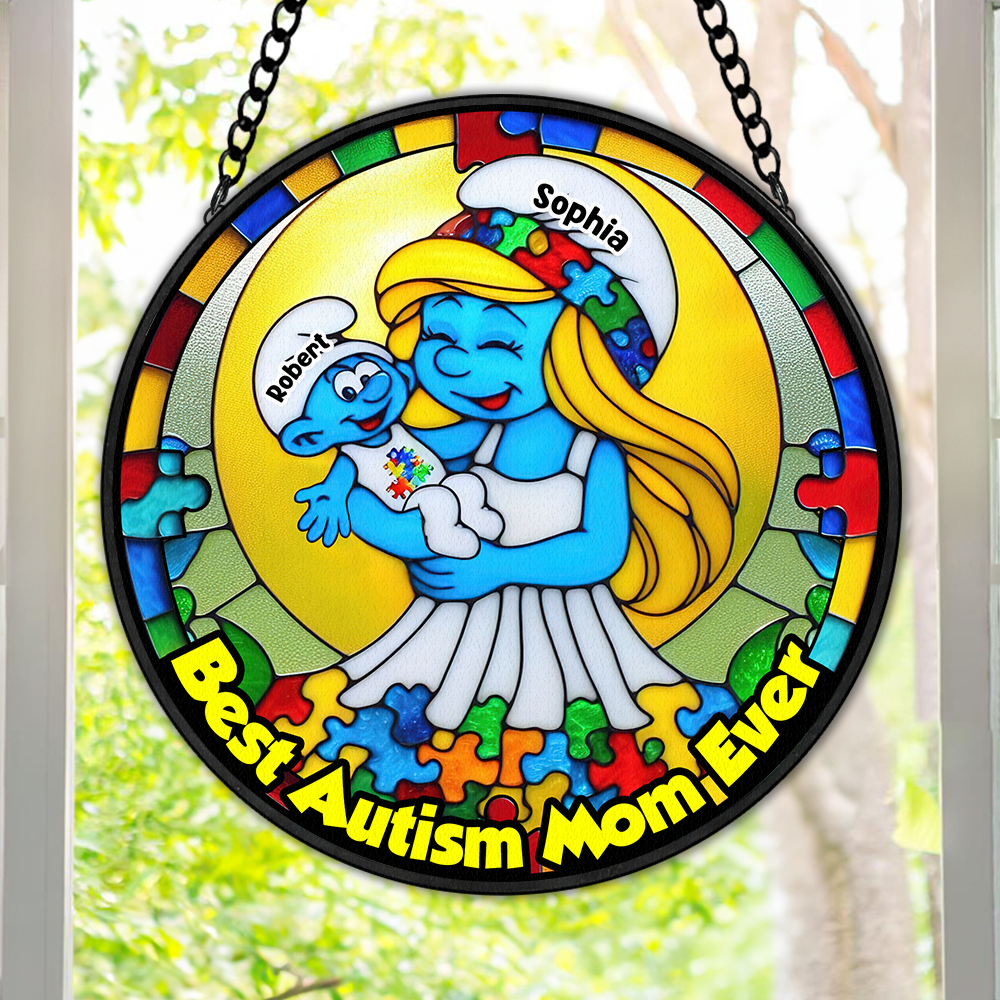 Personalized Gifts For Autism Mom Stained Glass, Blue Character 01tgpu210225-Homacus