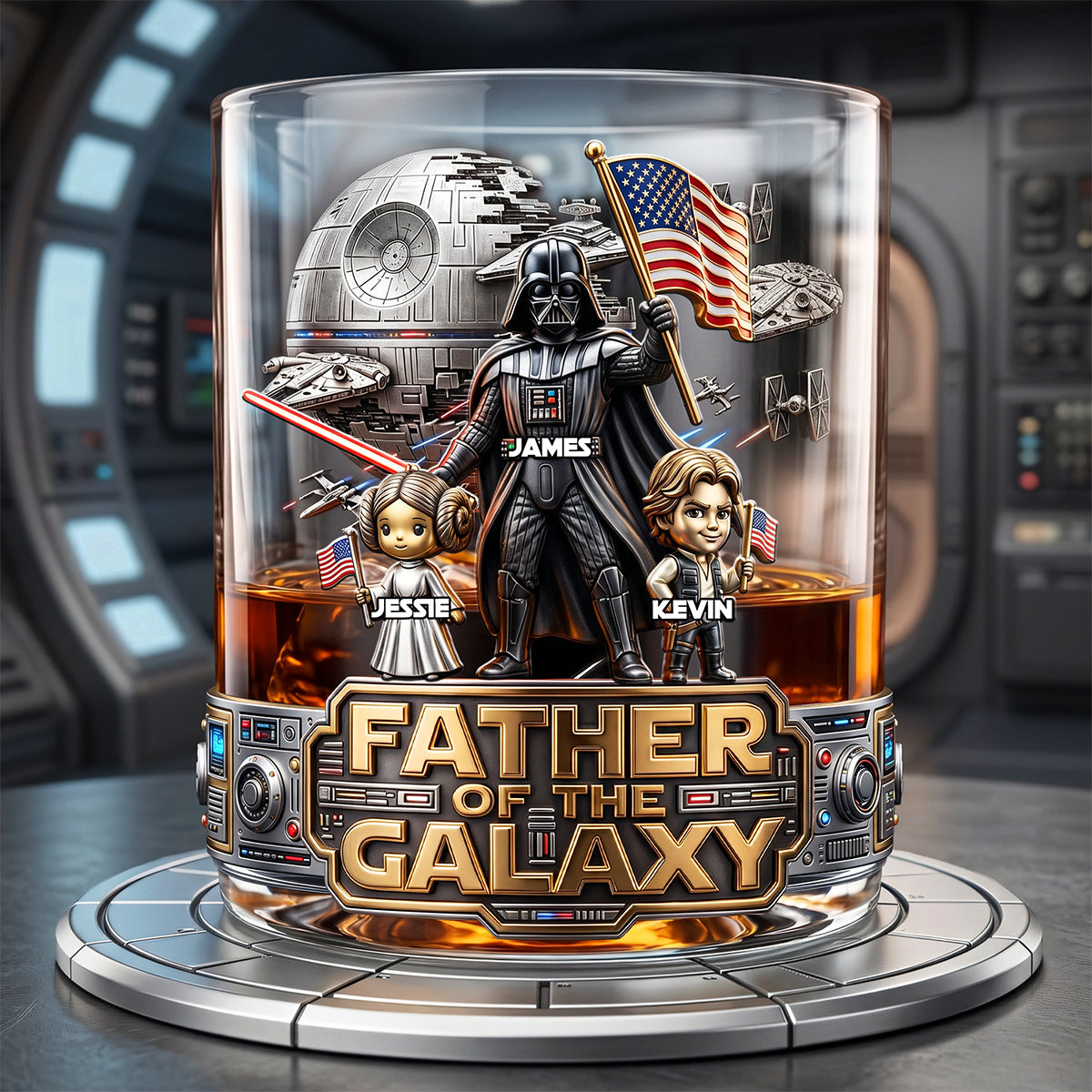 Space Adventure Dad Round Glass - Personalized Gifts For Dad 01PATA200526-Homacus