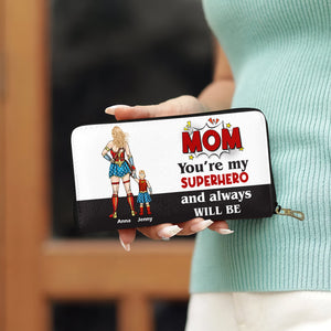 Personalized Gifts For Mom Leather Wallet 06natn170325pa You're Our Superhero And Always Will Be-Homacus