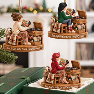 Vinyl Record Girl Wood Effect Ornament, Personalized Gifts For Vinyl Records Lovers 02qhta141026-Homacus
