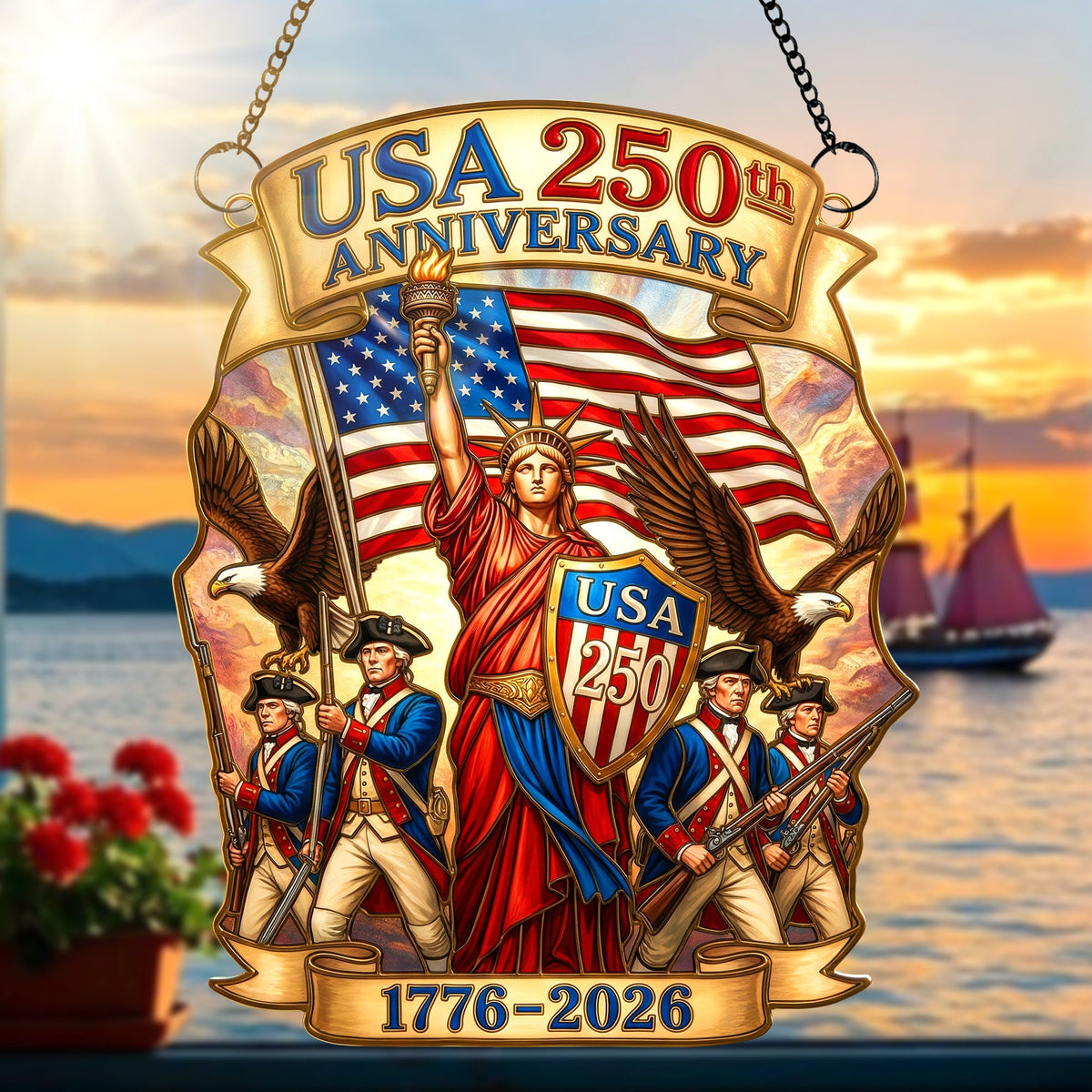 USA 250th Anniversary Suncatcher Ornament – Gifts For Patriots 01paqn060326-Homacus