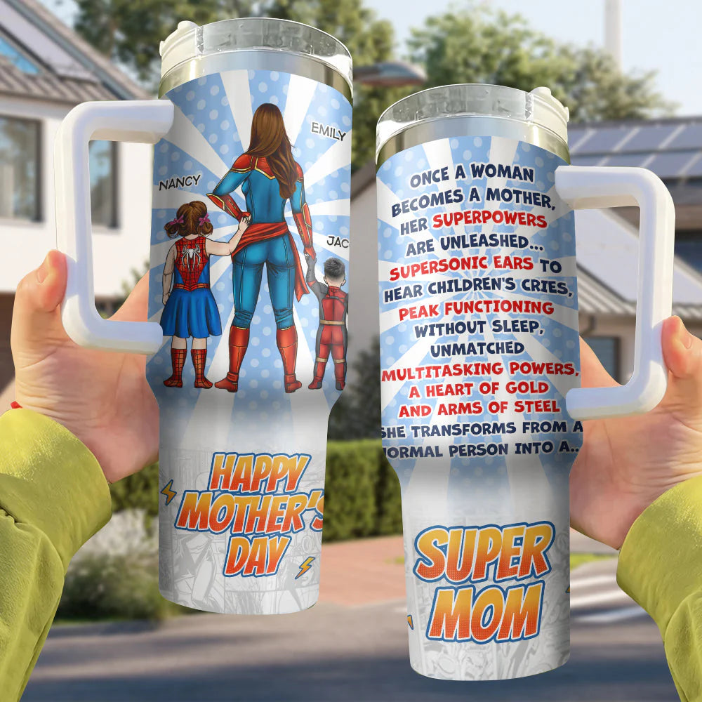 Super Mom Tumbler - Personalized Gifts For Happy Mother's Day-Homacus
